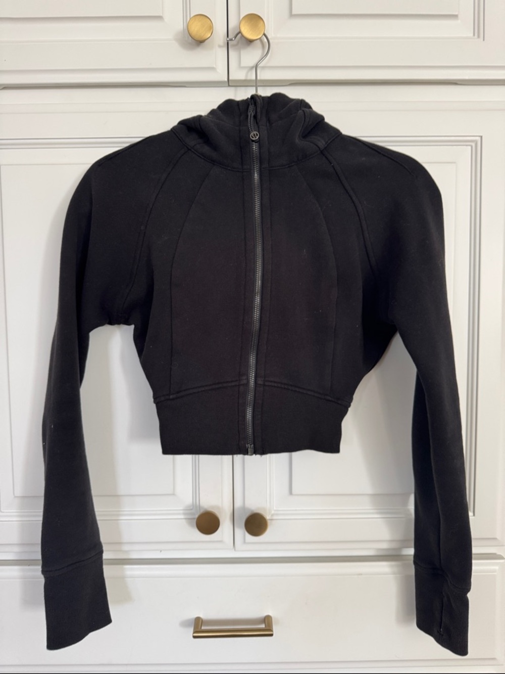 lululemon athletica Black Cropped Full-Zip scuba Hoodie